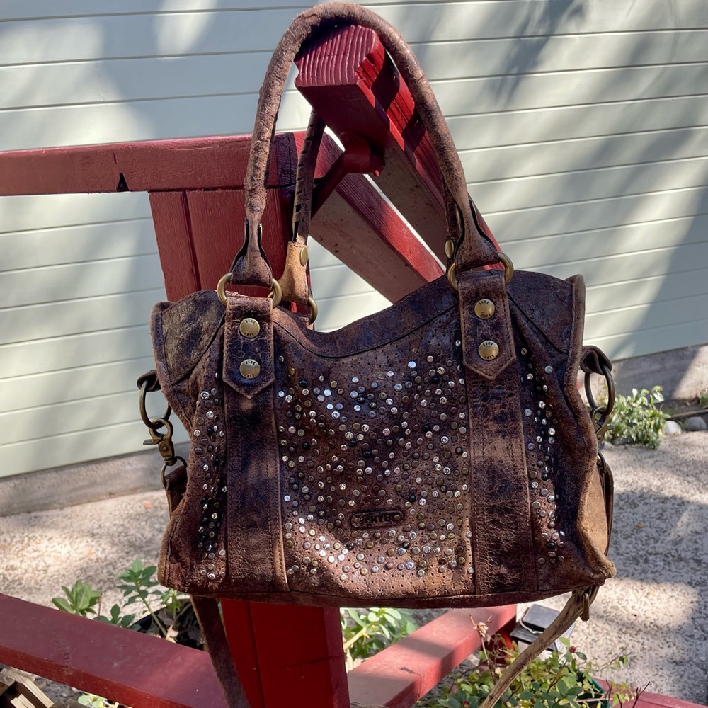 Frye Deborah Studded Satchel in Chocolate